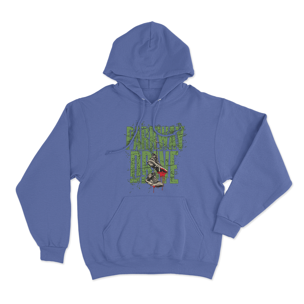 Parkway Drive Bloody Sneakers Unisex Hoodie Blue Parkway Drive Bloody Sneakers Unisex Hoodie Blue