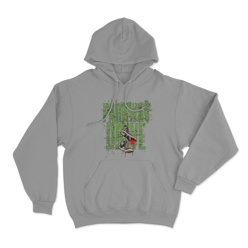 Parkway Drive Bloody Sneakers Unisex Hoodie Grey Parkway Drive Bloody Sneakers Unisex Hoodie Grey