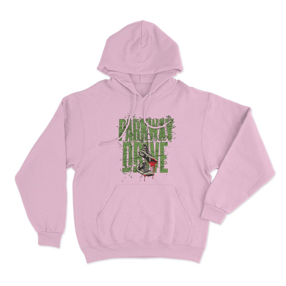 Parkway Drive Bloody Sneakers Unisex Hoodie Pink Parkway Drive Bloody Sneakers Unisex Hoodie Pink