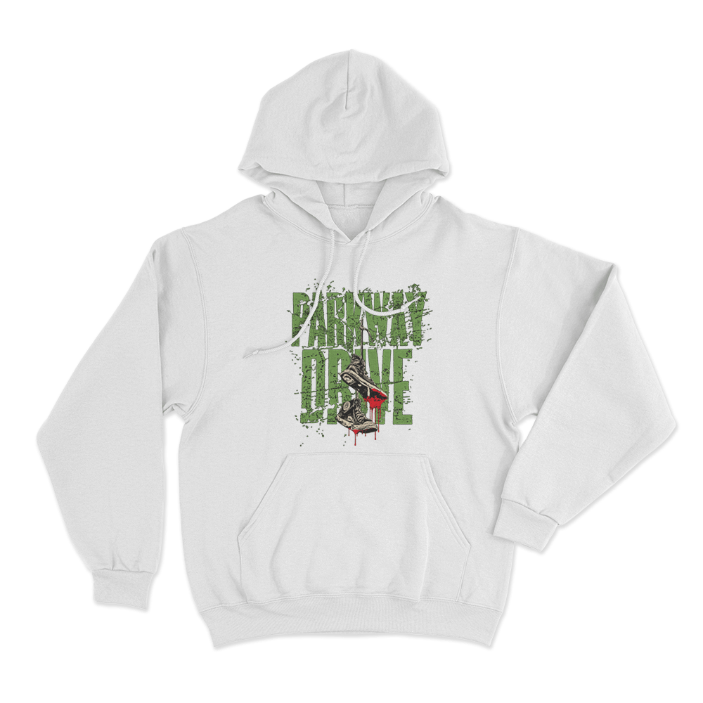 Parkway Drive Bloody Sneakers Unisex Hoodie White Parkway Drive Bloody Sneakers Unisex Hoodie White